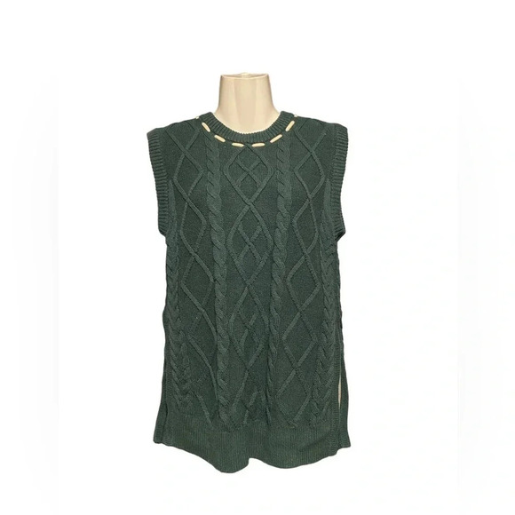 LK Bennett Andrea Cable Knit Sweater Vest in Green - Picture 1 of 9